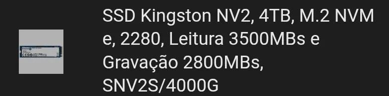 SSD 4TB Kingston NV2 NVMe M.2 - Com Nota Fiscal e Garantia até out/2027 - Foto 2