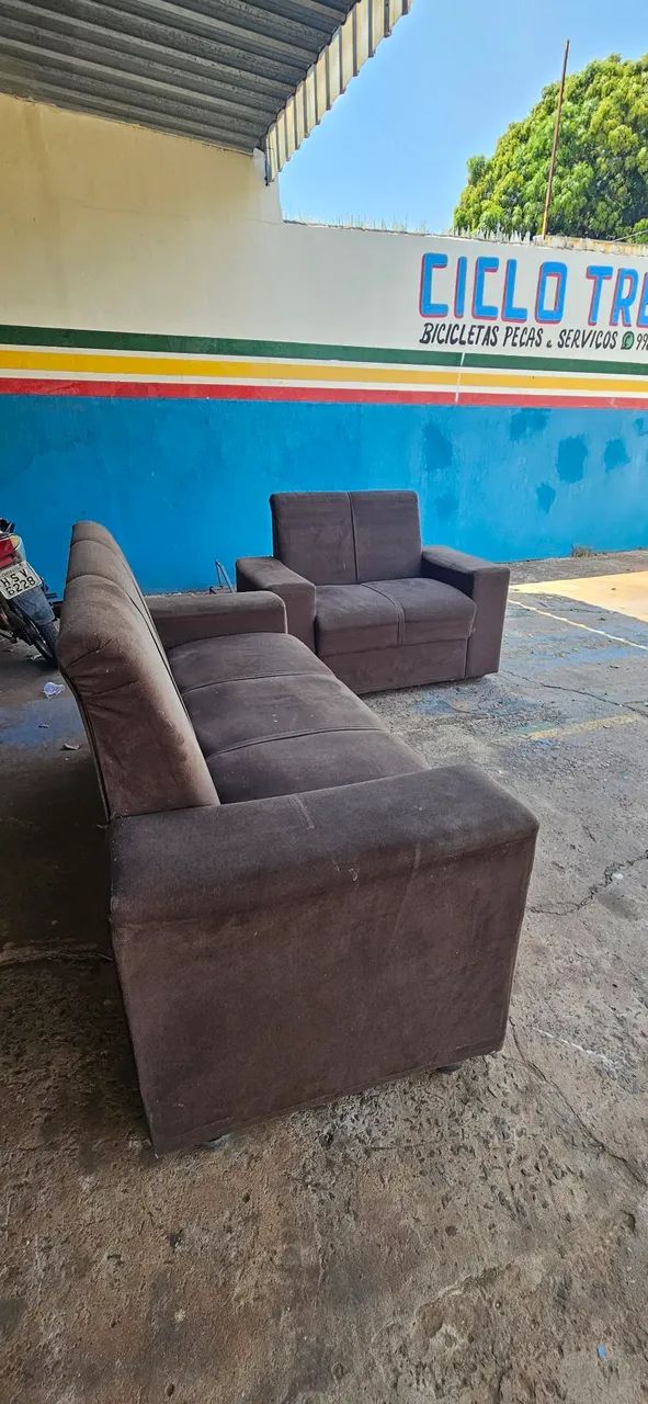 jogo sofa 2 e 3 lugares usado marcas de uso ENTREGA GRÁTIS  - Foto 4