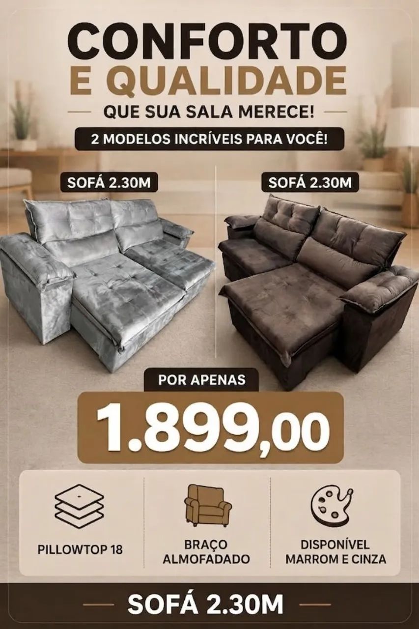 Sofá retrátil reclinavel 2.0mts $1.550  e 2.30mts $1.899  - Foto 2