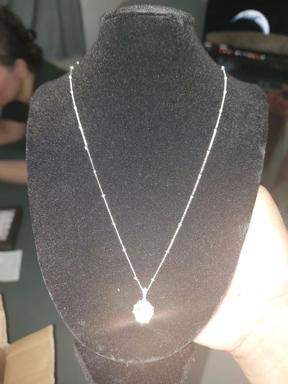 Colar em prata esterlina com pedra da lua - Foto 4