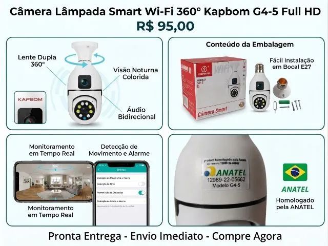 Câmera inteligente para casa Conexão WiFi