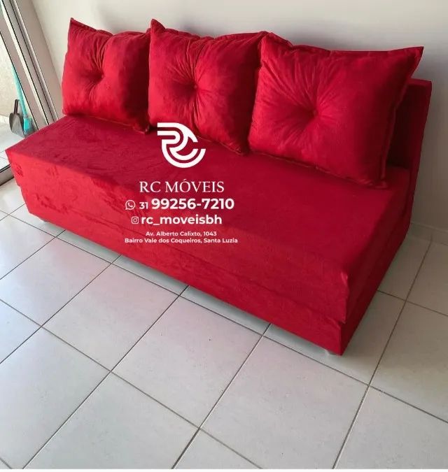 Sofá Cama estruturada Bicama 1,70m Material suede D33 Compacto e Funcional - Foto 4
