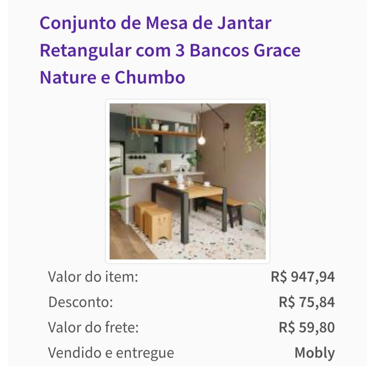 Mesa retangular com 3 bancos - Foto 2