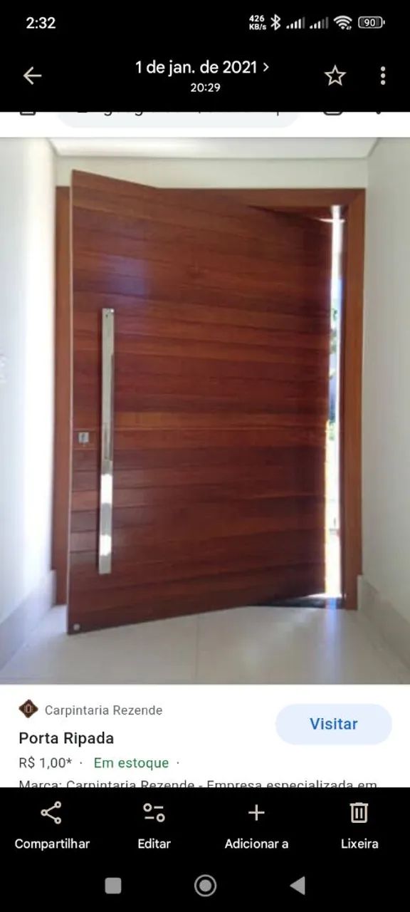 Puxador para porta pivotante de 1metro. Obs. Inox maciço garantia vitalícia. 