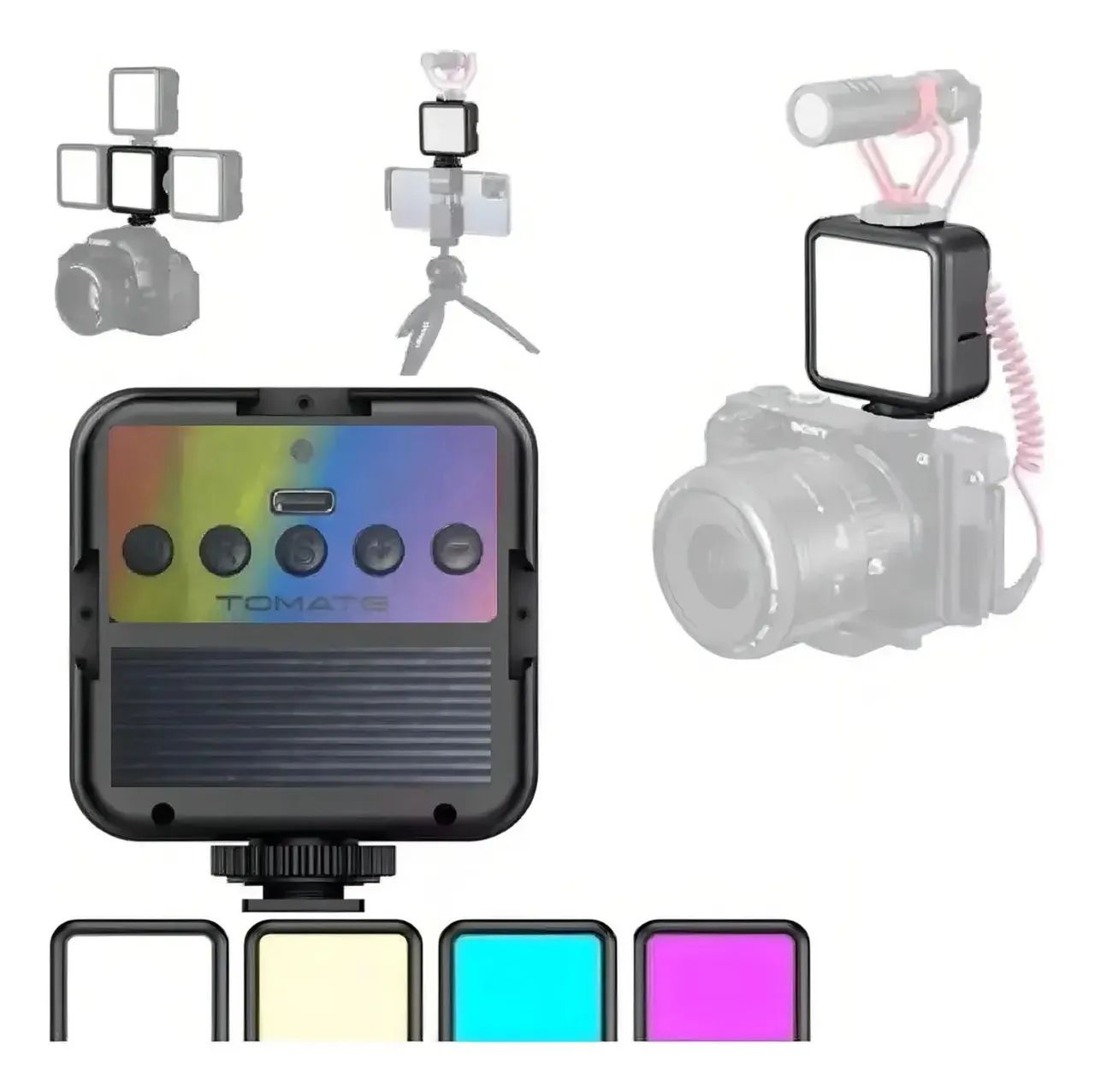 Iluminador LED Tomate MLG-106 RGB Recarga 5600K Preto Mini Luz Portátil - Foto 4
