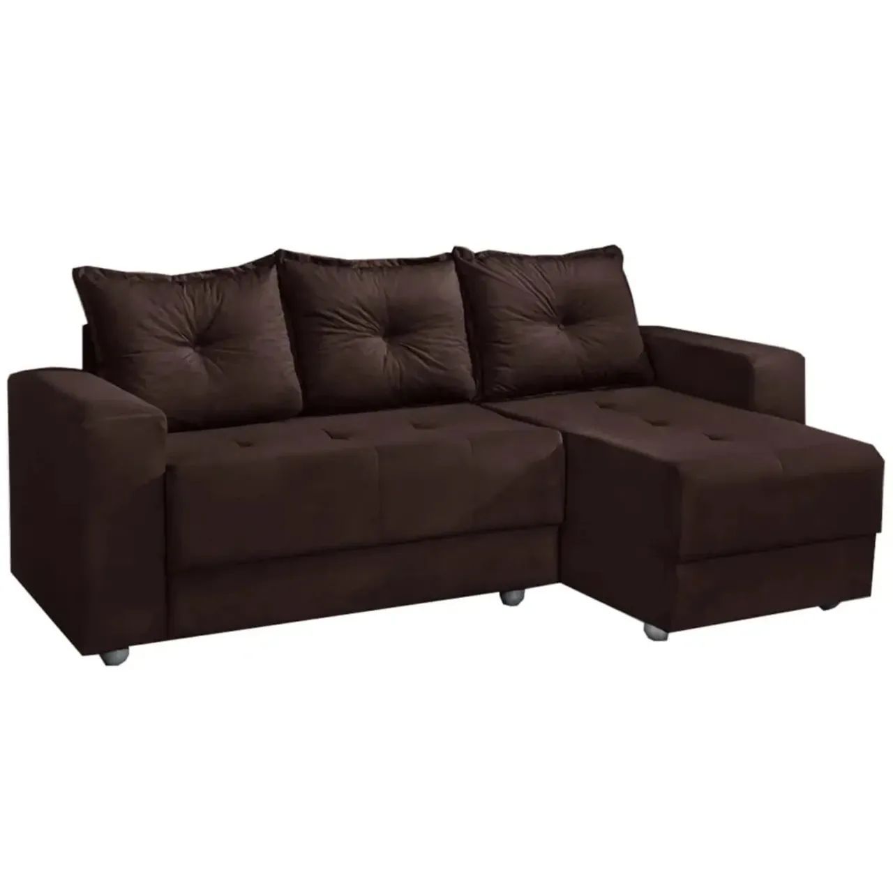 Sofá Florença 3 Lugares com Chaise Tecido Suede 200cm / pronta entrega