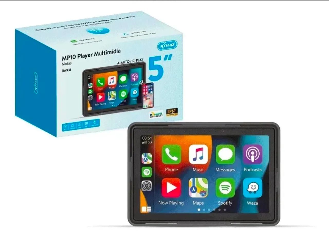 Central Multimídia para Moto 5" Knup KP-RA931 (CarPlay e Android Auto) - Foto 2