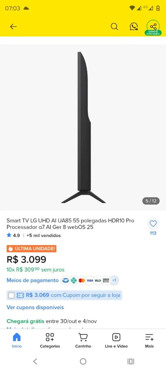Vendo tv smartv LG 55 polegadas nova na caixa nunca usada  - Foto 2