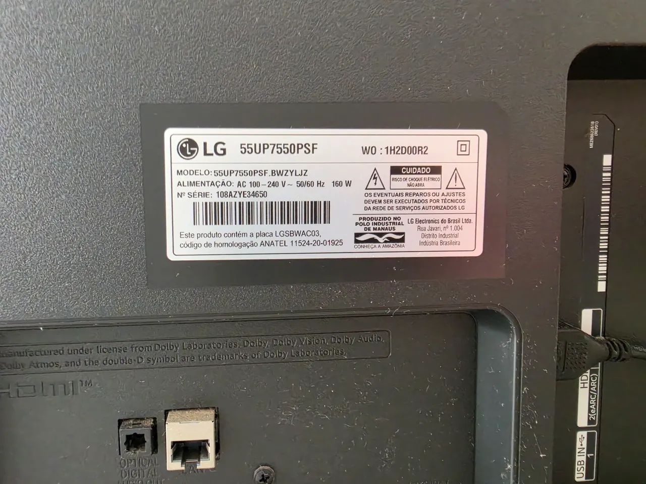 TV LG 55" 4K Smart - Tela LCD Queimada - Ótima para Peças - Foto 3