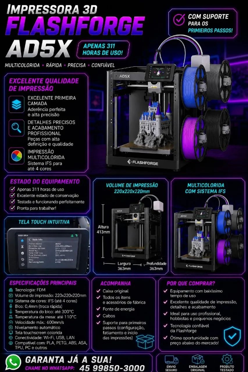 Impressora 3D flashforge AD5X