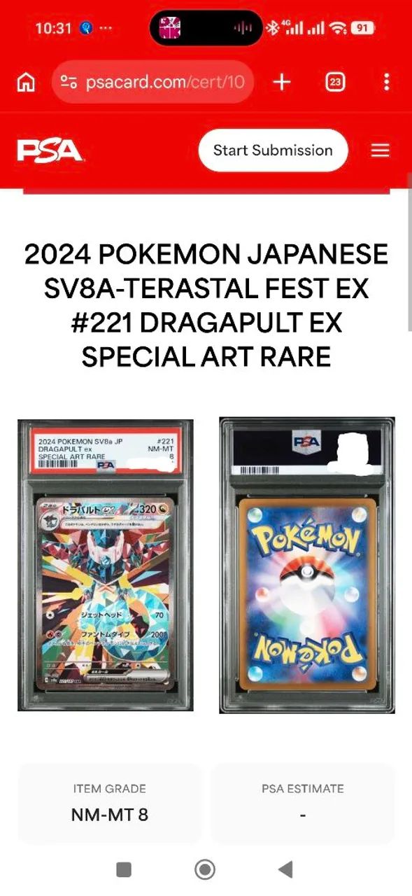 Carta Pokemon DRAGAPULT ex Japonês PSA - Foto 3