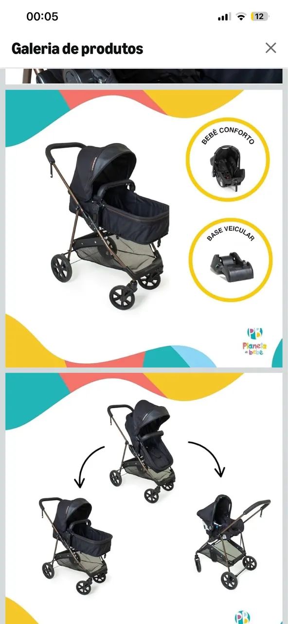 Carrinho de bebê e bebê conforto com base - Foto 2