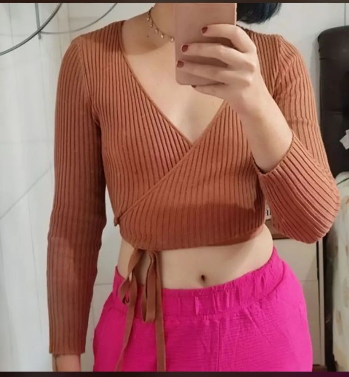 Blusa transpassada pool marrom 