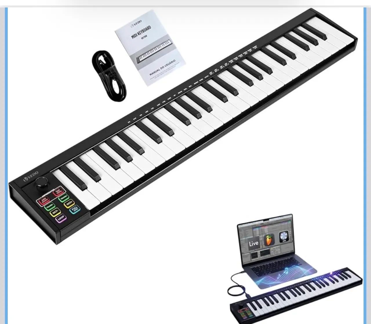 Teclado controlador Midi 49 teclas 