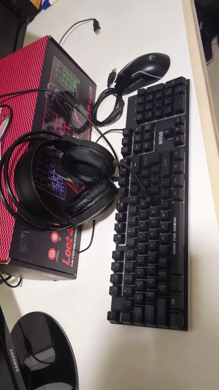 Kit Mouse, Teclado e Headset Gamer