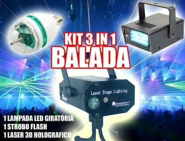 Kit festa 3in1 laser/strobo/bola maluca.