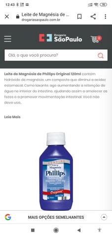 Leite de magnésia de Phillips original de 120 ml