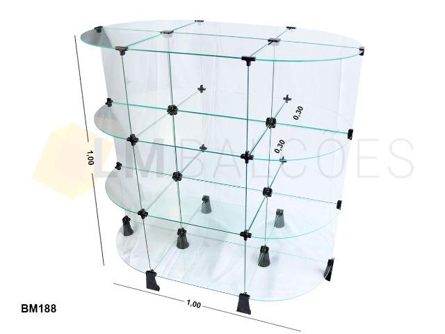Gondola central de vidro 1,00 x 1,00 x 0,60 frete gratis SP mega Oferta