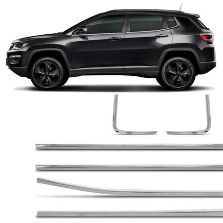 Jogo de Friso Pestana Janela Jeep Compass 2018 a 2020 Cromado 4 Portas