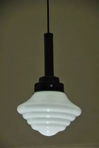 Luminaria Opaline Branca com Base de Metal - Original Anos 50 - Foto 5