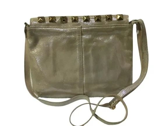 Bolsa De Couro Original Bege Dourado Da Antonella - Foto 4