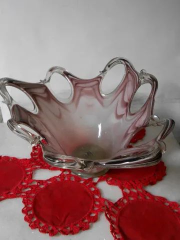 Centro de mesa/vaso de cristal Murano (no estado)