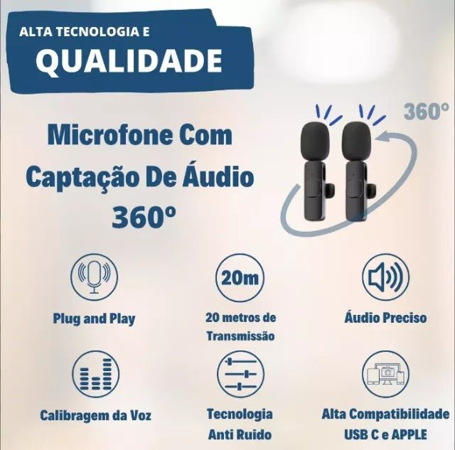 Kit 2UN Microfone Lapela S/Fio + Bastão Pau De Selfie  - Foto 5