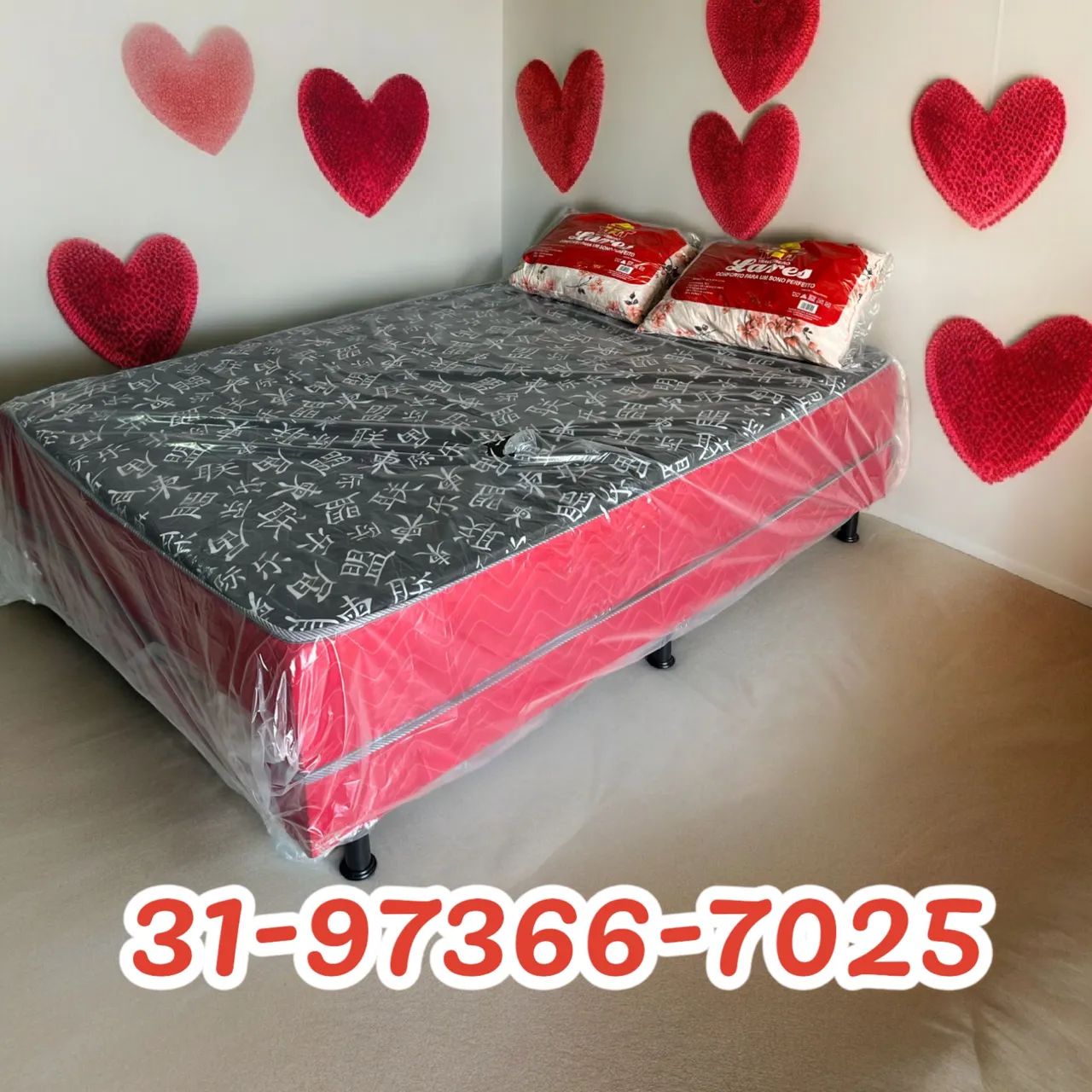 CAMA BOX CASAL D33 VERMELHA NOVAS COM ENTREGA GRÁTIS 