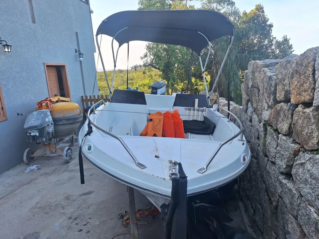 Lancha de fibra de vidro com motor 40 HP, 2 tempos revisado - Foto 7