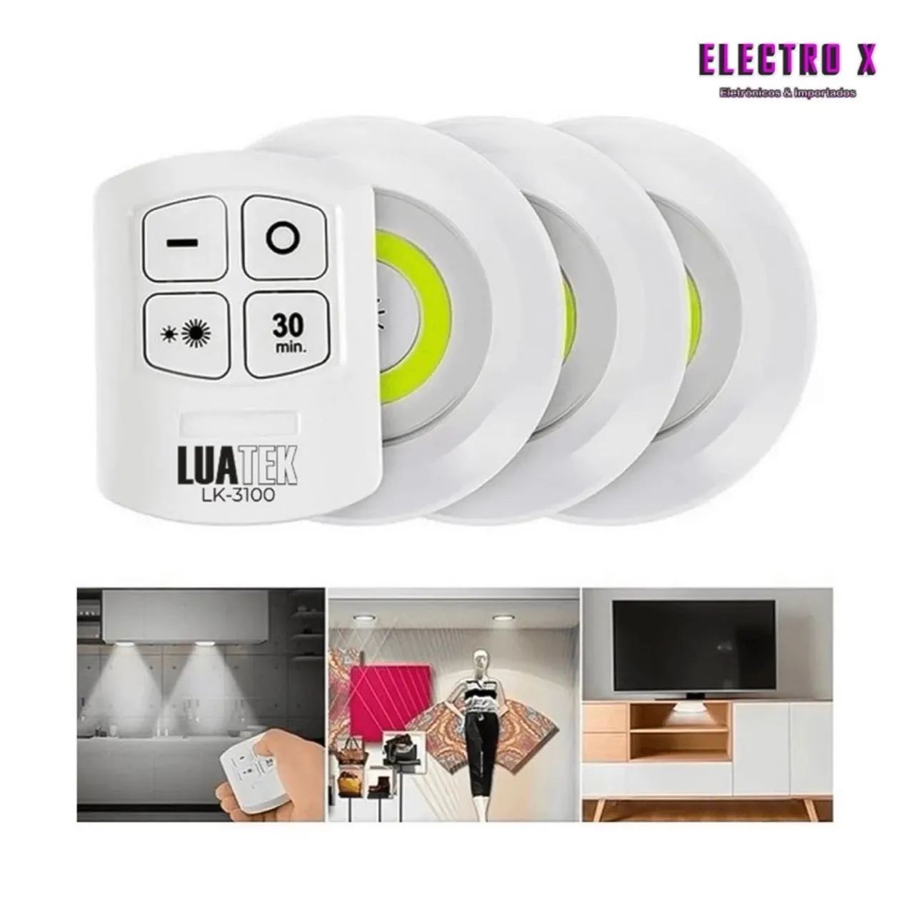 Kit 3 Luminárias Led Spot Sem Fio
