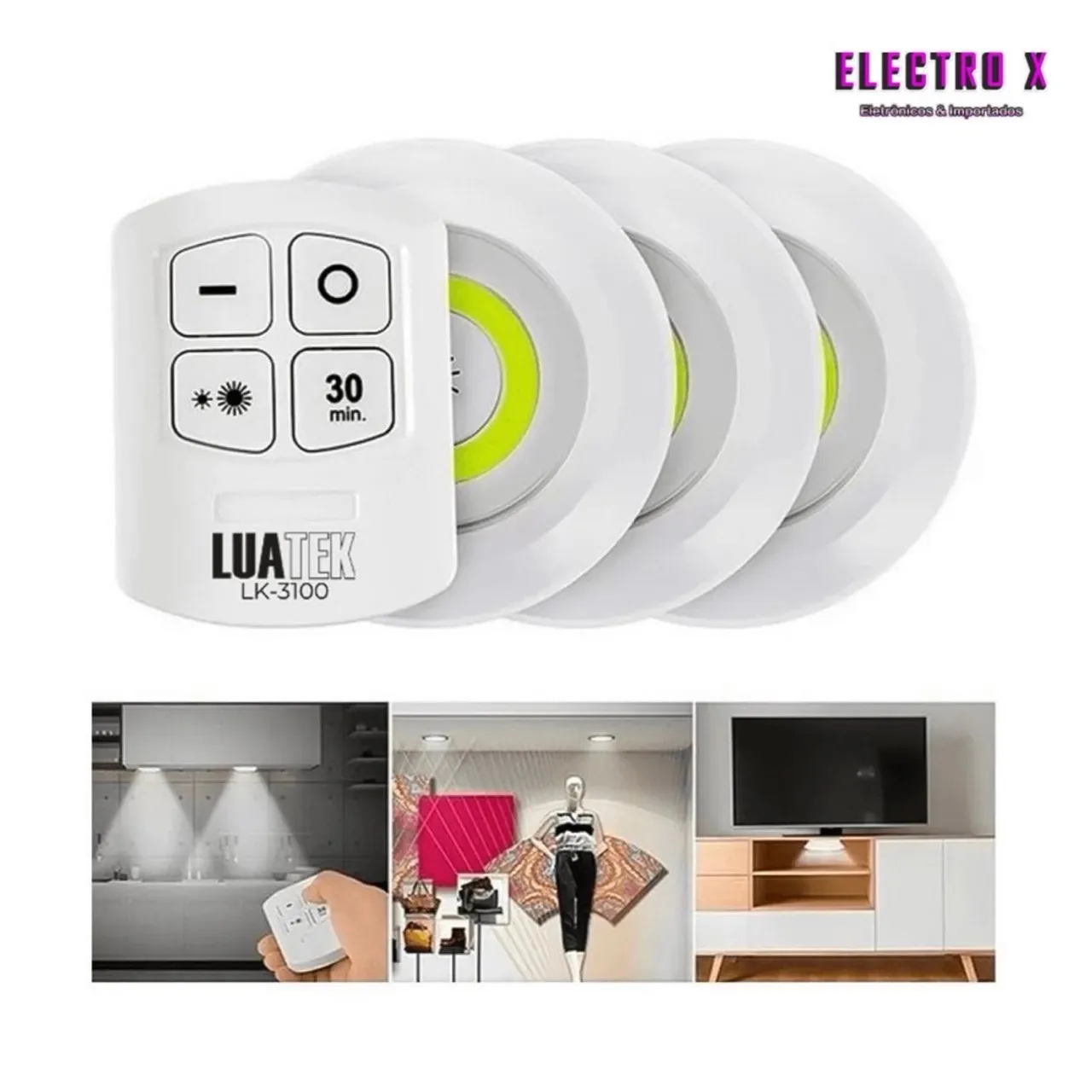 Kit 3 Luminárias Led Spot Sem Fio