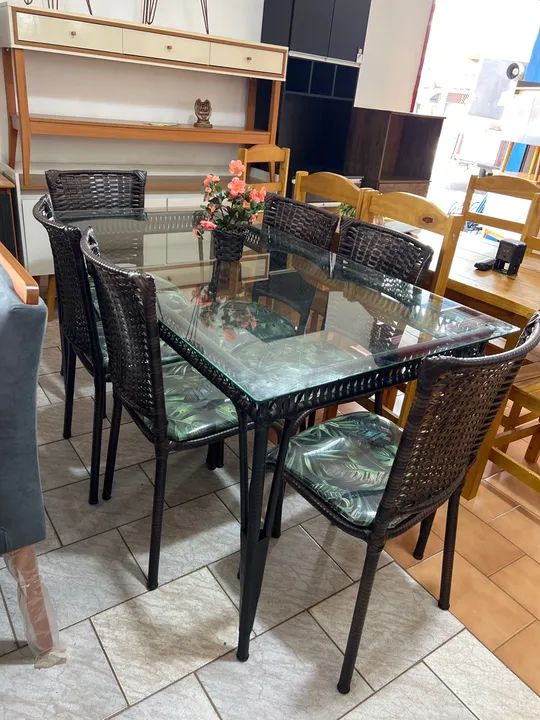 Mesa de Vime Com 06 Cadeiras Nova 