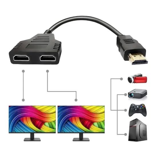 Splitter Duplicador hdmi Y 1 Macho Para 2 Fêmea