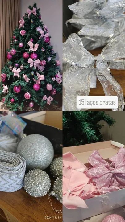 Enfeites de Natal Rosa - Pacote com 30 peças - Foto 2