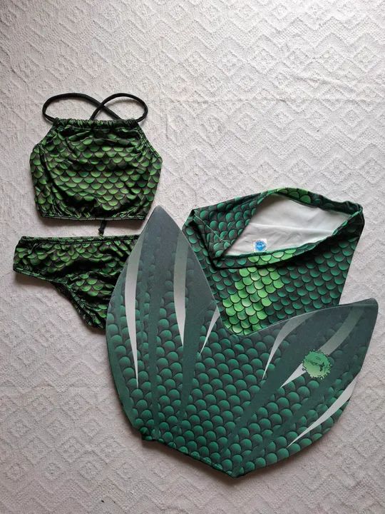 Kit cauda de Sereia para infantil - Verde - Foto 5