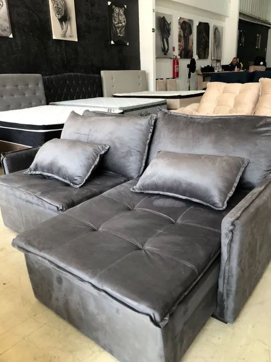 Sofá CAMA Aveludado Romanelvis  <br>1.90 SEM CAIXA - Foto 6