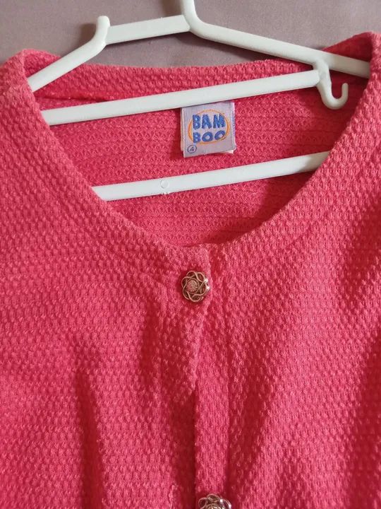 Casaco de tricô infantil rosa tam. 4 - Foto 2