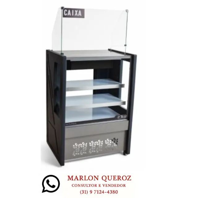 Balcão Caixa Polar Preto Com Gaveta