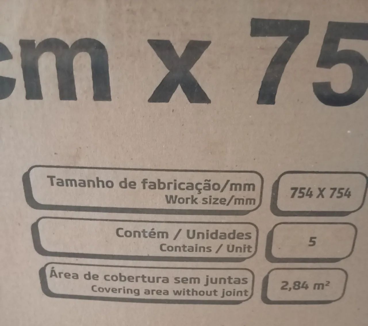 Piso Cerâmico 75x75cm - 5 Unidades