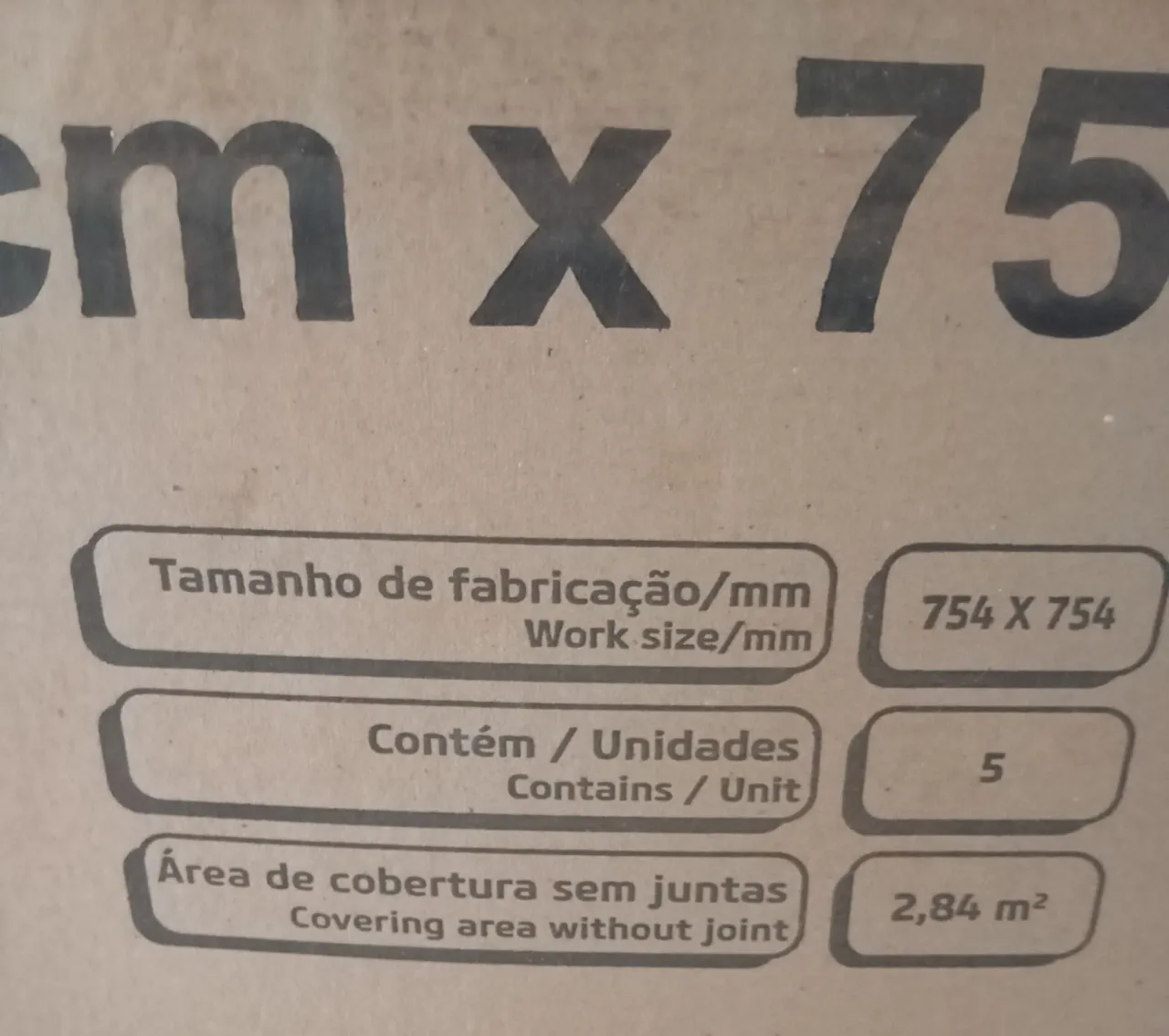 Piso Cerâmico 75x75cm - 5 Unidades