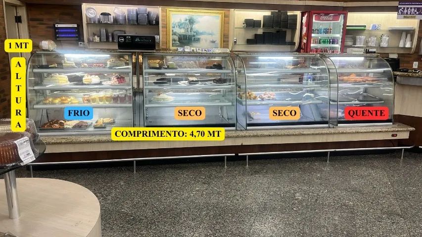 Balcão refrigerado , quente e frio para padaria e supermercados
