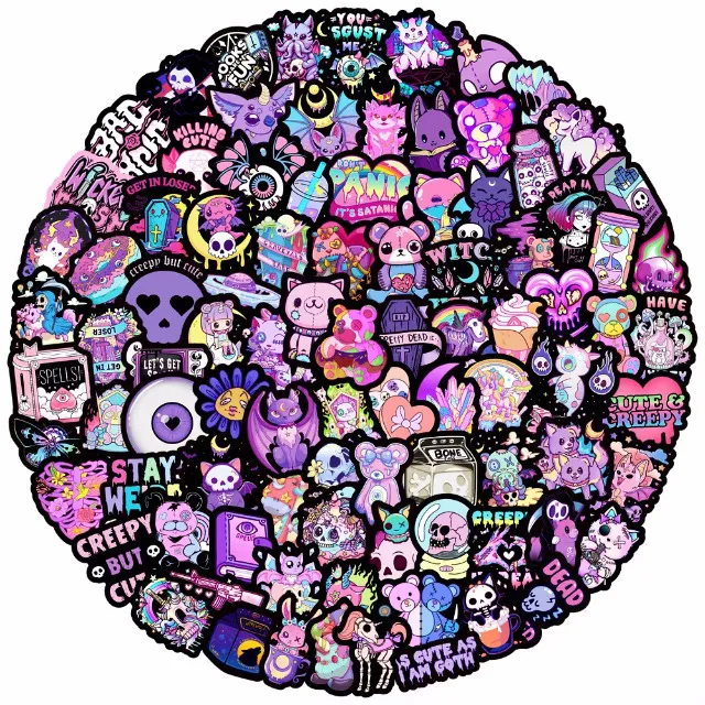 Pacote com 10 adesivos em PVC (Purple Punk). Escolha o seu!