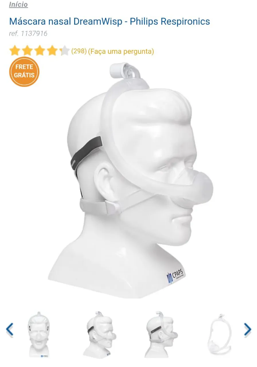 Aparelho de CPAP automático Ecostar e Máscara Nasal DreamWisp Philips Respironics