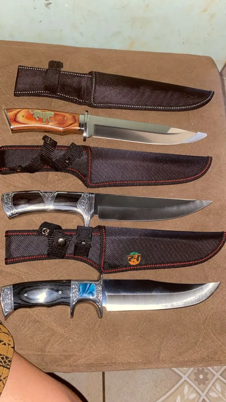 Kit com 4 facas de cozinha e lanternas