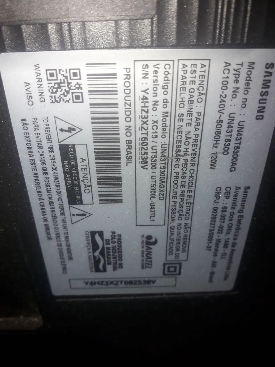 TV Samsung 43 polegadas Smart tela azul 110$