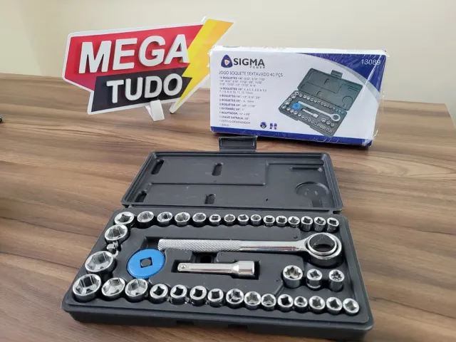 Jogo de Soquete Sextavado com 40 Peças Sigma Power dr - Loja Mega Tudo