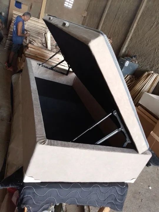 Base cama box com baú solteiro no Suede  - Foto 4