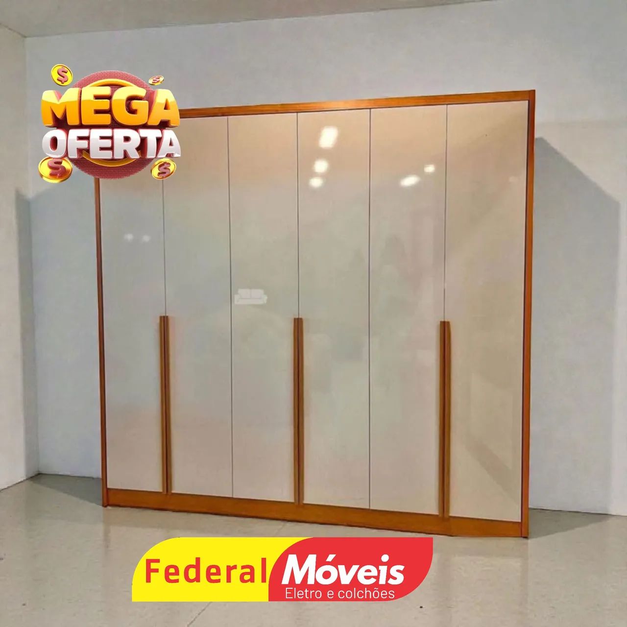 Guarda Roupa Casal 100% MDF 2,30m Lindão em Oferta - Temos Crediário 