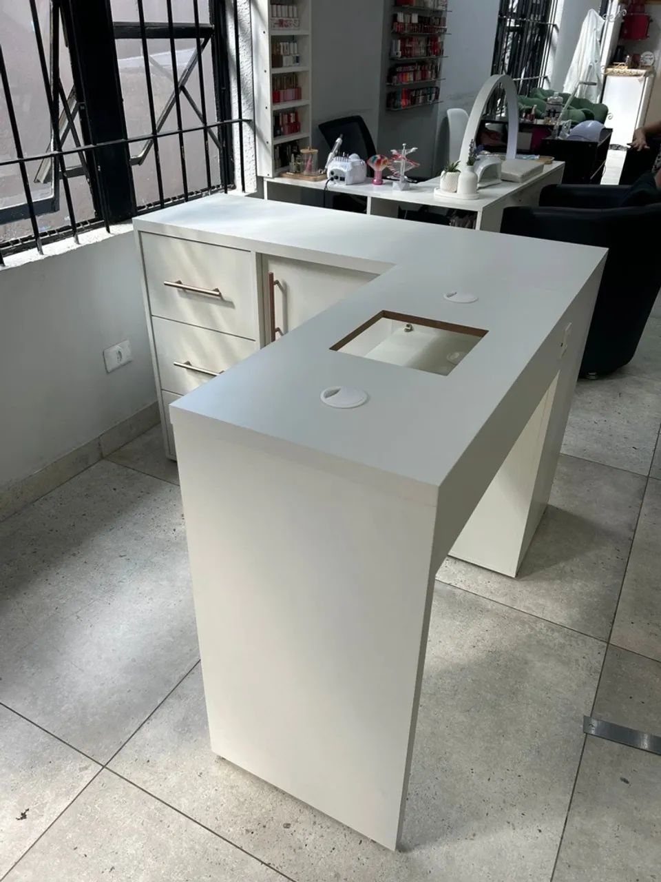 Mesa em L branca para manicure NOVA - Foto 3