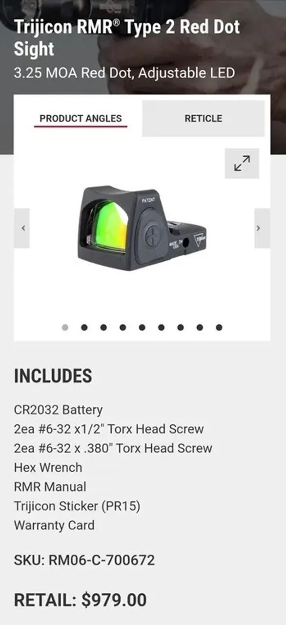 Trijicon Rmr06 Red Dot Trijicon RMR06 Type 2 - 3.25 MOA - Novo, na caixa - Mira ...